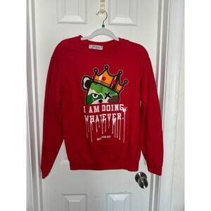 3 fortyinc red sweater I am doing whatever bear crown